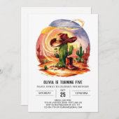 パステルワイルドウエストカウボーイ誕生日 招待状 (正面/裏面)