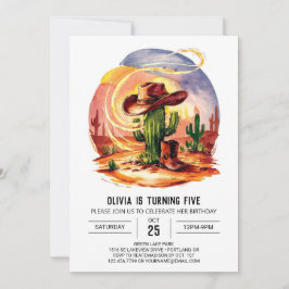 パステルワイルドウエストカウボーイ誕生日 招待状