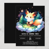 パステルワイルドキツネ誕生日デジタル 招待状 (正面/裏面)