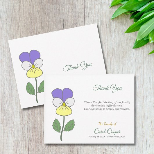 パステルワイルドパンジー葬儀サンキューノートカード サンキューカード