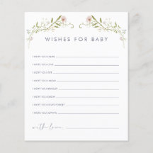 パステルワイルドフラワーウィッシュベビーカード