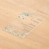 パステルワイルドフラワーガーデンデリケート結婚フローラ アクリル招待状 (レイダウン)