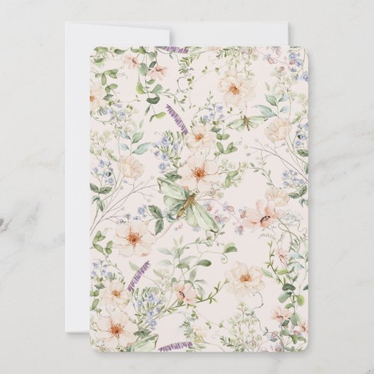 パステルワイルドフラワーガーデンデリケート結婚フローラ 招待状 (裏面)