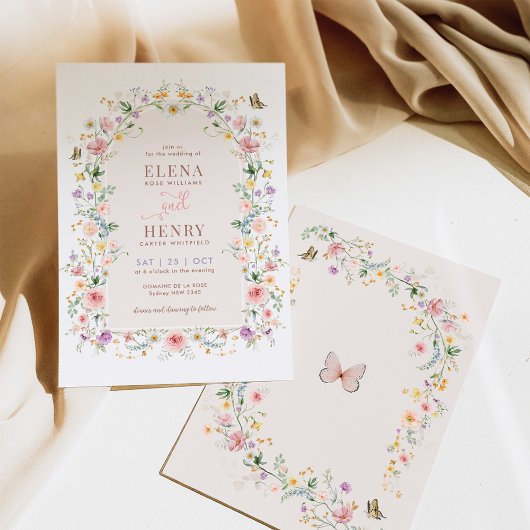 パステルワイルドフラワーガーデンフェアヤタレ結婚ス 招待状