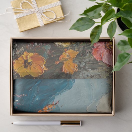 パステルワイルドフラワーズオイルペインティングデクページ 薄葉紙 (ギフト)