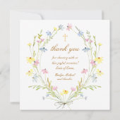 パステルワイルドフラワーズバプテスマサンキューカード 招待状 (裏面)