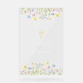 パステルワイルドフラワーズバプテスムウェルカム アクリルサイン (正面)