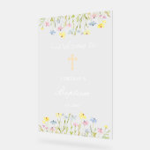 パステルワイルドフラワーズバプテスムウェルカム アクリルサイン (傾斜)