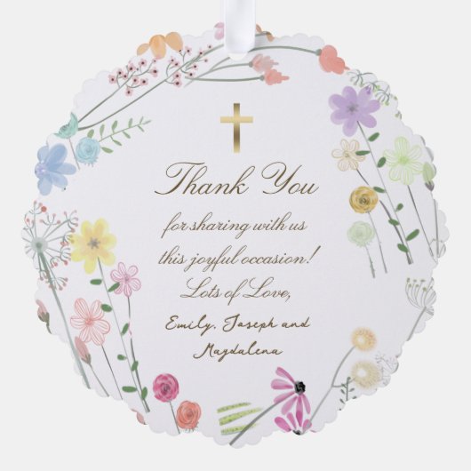 パステルワイルドフラワーズバプテ感謝していィスキミ オーナメントカード (裏面)