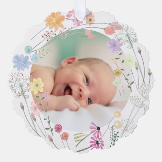 パステルワイルドフラワーズバプテ感謝していィスキミ オーナメントカード (正面)