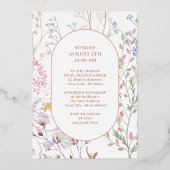 パステルワイルドフラワーズフローラクロスバプテスマ 箔招待状 (裏面)