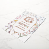 パステルワイルドフラワーズフローラクロスバプテスマ 箔招待状 (回転した状態)