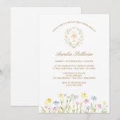 パステルワイルドフラワーズリースファーストコミュニオン 招待状 (正面/裏面)