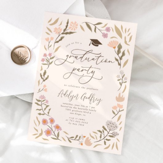 パステルワイルドフラワーズ卒業パーティー 招待状