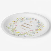 パステルワイルドフラワーバプテスマ ペーパープレート (アングル)