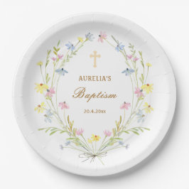 パステルワイルドフラワーバプテスマ ペーパープレート