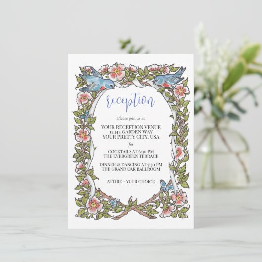 パステルワイルドフラワーバードウ縁どィングレセプション エンクロージャーカード (スタンド正面)