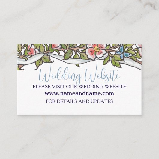 パステルワイルドフラワーバード縁どバラ結婚ズWebサイト エンクロージャーカード (正面)