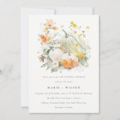 パステルワイルドフラワーパンプキン水彩誓の更新 招待状 (正面)