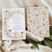パステルワイルドフラワーフェアリーガーデンガールベビーシャワー 招待状