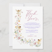 パステルワイルドフラワーフェアリーガーデンベイビーシャワー写真 サンキューカード (裏面)