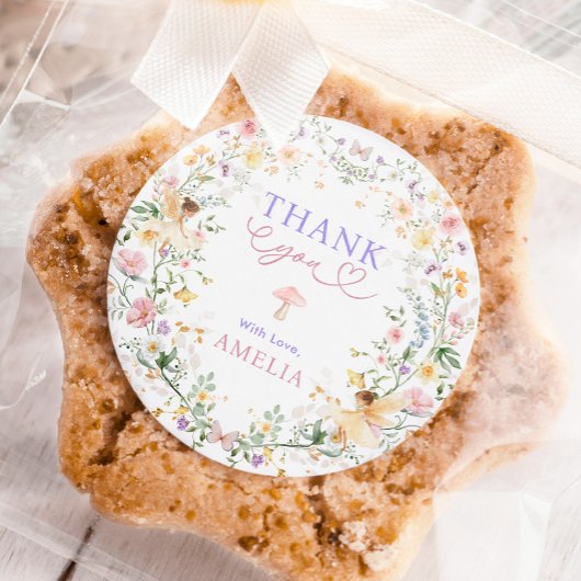 パステルワイルドフラワーフェアリー最初の誕生日パーティー ラウンドシール