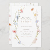 パステルワイルドフラワーフレームイースターブランチ招待状 招待状 (正面/裏面)