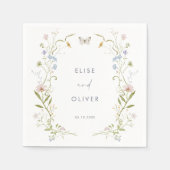 パステルワイルドフラワーフレーム結婚ズ スタンダードカクテルナプキン (正面)