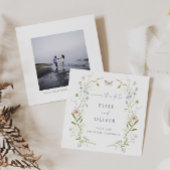 パステルワイルドフラワーフレーム結婚ズ セーブザデート