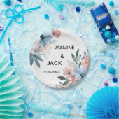 パステルワイルドフラワーフレーム結婚ズ ペーパープレート (パーティー)