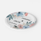 パステルワイルドフラワーフレーム結婚ズ ペーパープレート (アングル)