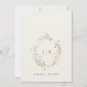 パステルワイルドフラワーフローラリースウェディング招待 サンキューカード (裏面)