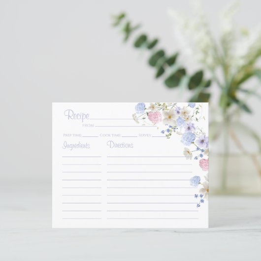 パステルワイルドフラワーブライダルシャワーレシピカード (スタンド正面)