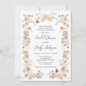 パステルワイルドフラワーブライダルシャワー 招待状 (正面)