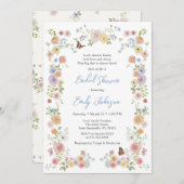 パステルワイルドフラワーブライダルシャワー 招待状 (正面/裏面)