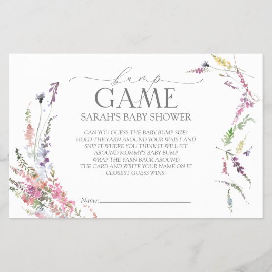 パステルワイルドフラワーベビーシャワービンゴゲームフライヤー チラシ