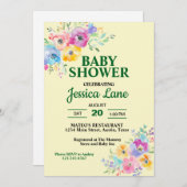 パステルワイルドフラワーベビーシャワー 招待状 (正面/裏面)