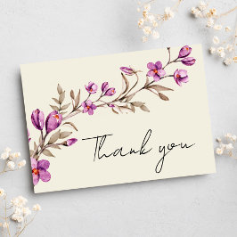パステルワイルドフラワーボホ結婚のサンキューカード ポストカード