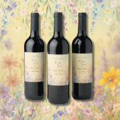 パステルワイルドフラワーメドウバーン結婚ズ ワインラベル