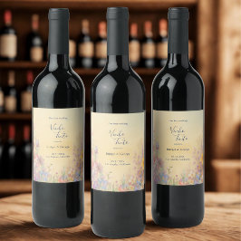 パステルワイルドフラワーメドウバーン結婚ズ ワインラベル