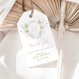 パステルワイルドフラワーモノグラムクレストありがとう ギフトタグ