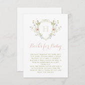 パステルワイルドフラワーモノグラムクレストブズベビー エンクロージャーカード (正面/裏面)