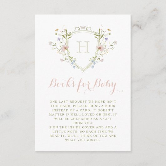 パステルワイルドフラワーモノグラムクレストブズベビー エンクロージャーカード (正面)