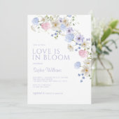 パステルワイルドフラワーラブイン開花ブライダルシャワー 招待状 (スタンド正面)