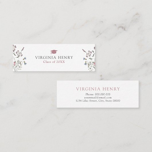 パステルワイルドフラワー大学院ネームカード スキニー名刺