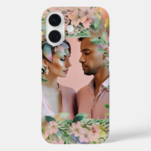 パステルワイルドフラワー結婚の婚約フォトフレーム Case-Mate iPhoneケース (裏面)