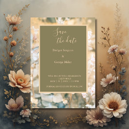 パステルワイルドフラワー結婚メドウの日付の安全 招待状