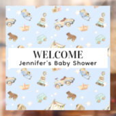 パステルヴィンテージウッドトイズパターンブルーベビーシャワー ウィンドウサイン (シート2)