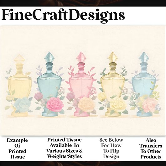 パステルヴィンテージガラス香水ボトルAE8デクページ 薄葉紙