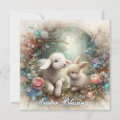 パステルヴィンテージガーデンラムバニークリスチャンイースター シーズンカード (正面)